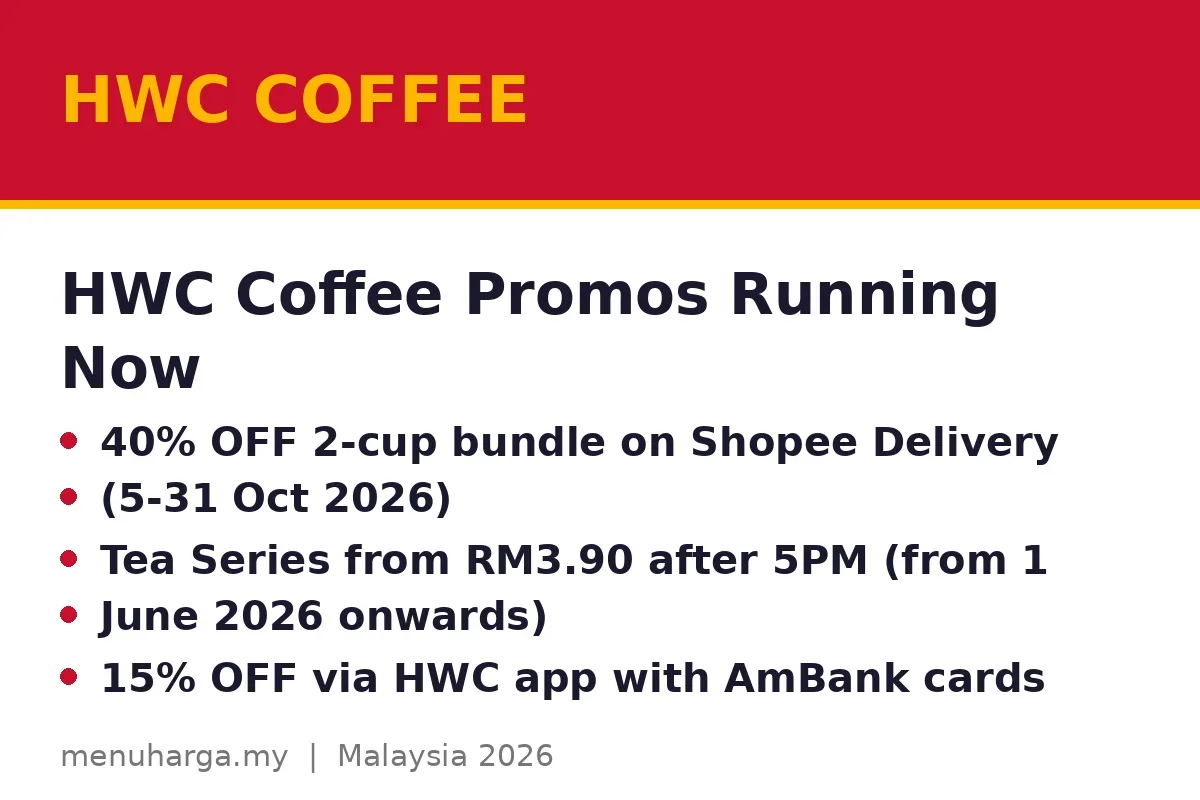 What HWC Coffee promos are running right now?
