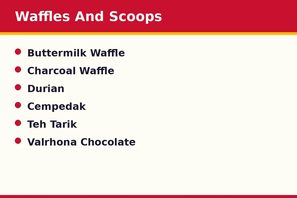 What waffles and in-store scoops can you order?