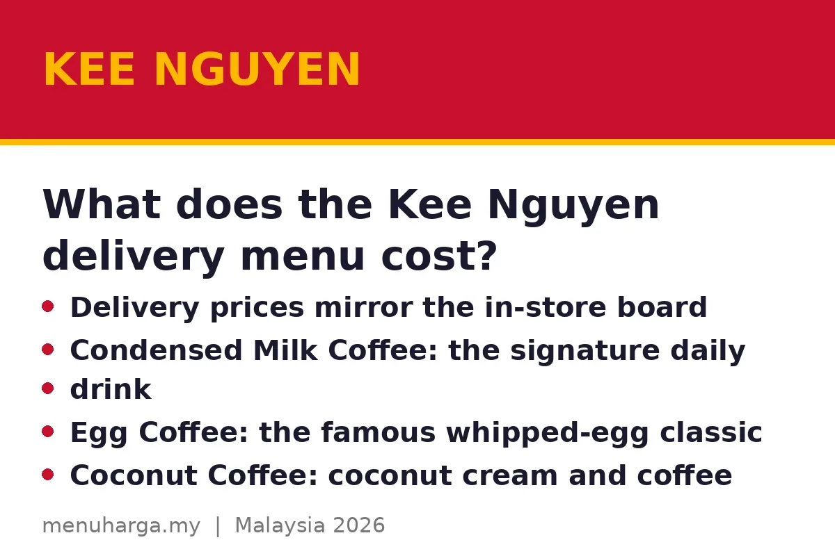 What does the Kee Nguyen delivery menu cost?