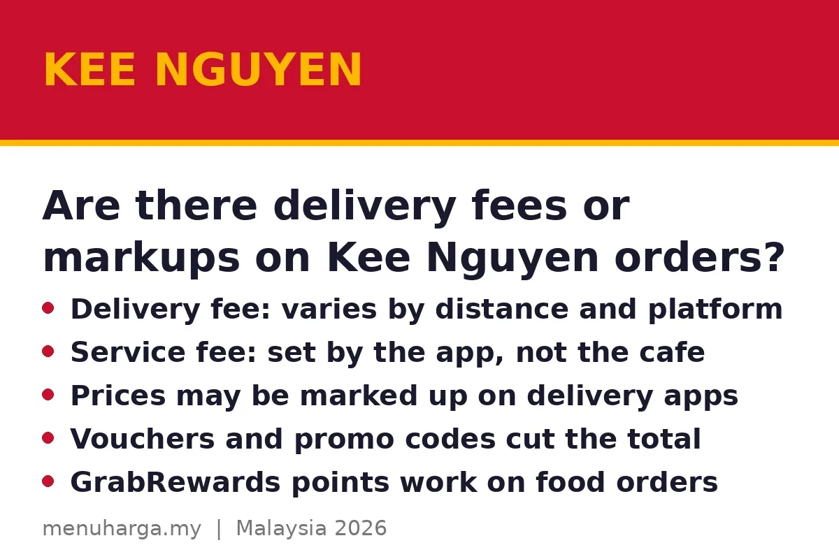 Are there delivery fees or markups on Kee Nguyen orders?