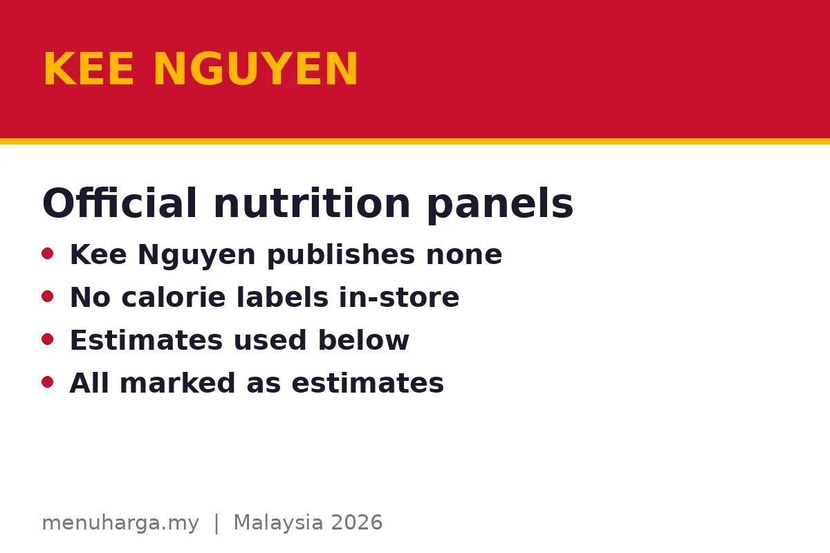 Does Kee Nguyen publish official nutrition info?