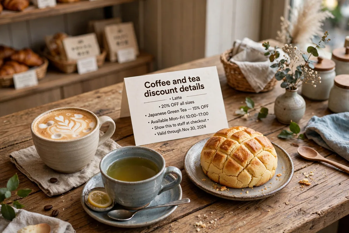 Coffee and tea discount details