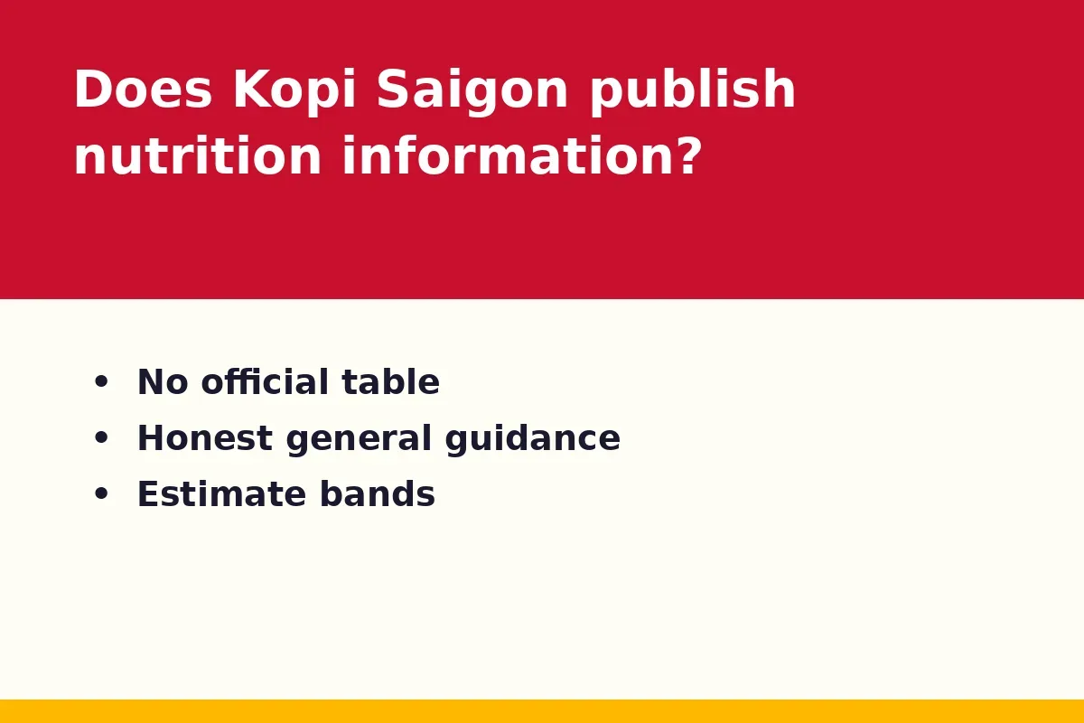 Does Kopi Saigon publish nutrition information?
