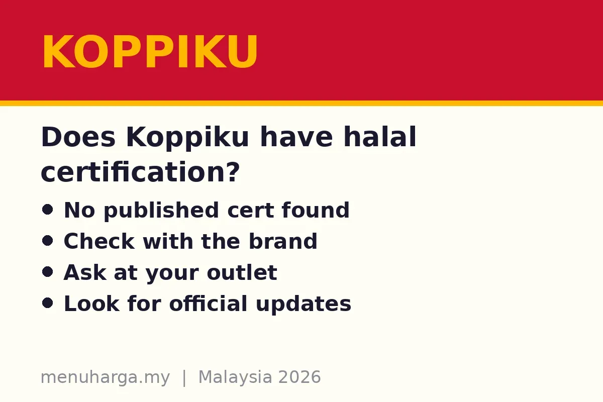 Does Koppiku have halal certification?