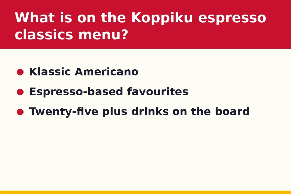 What is on the Koppiku espresso classics menu?