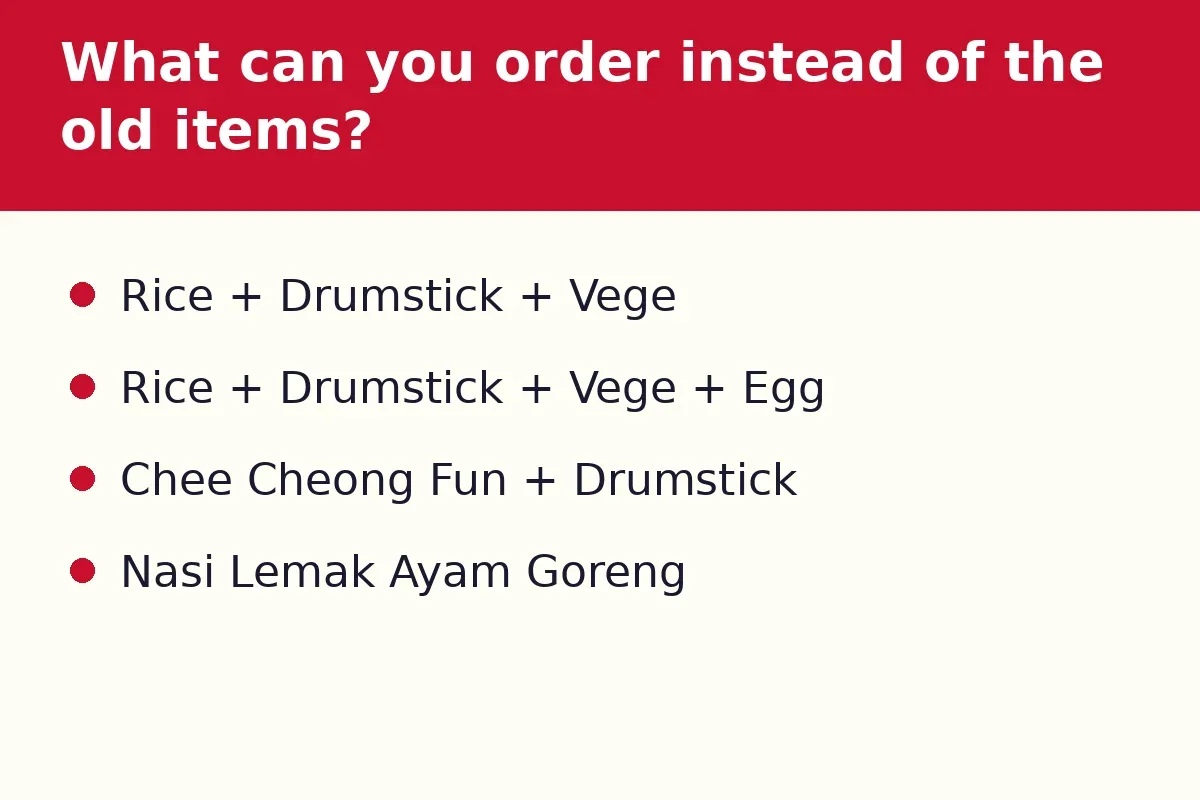 What can you order instead of the old items?