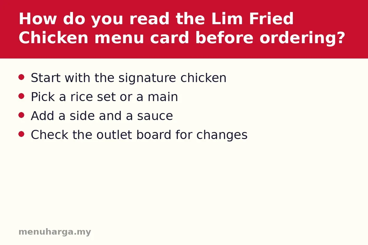 How do you read the Lim Fried Chicken menu card before ordering?