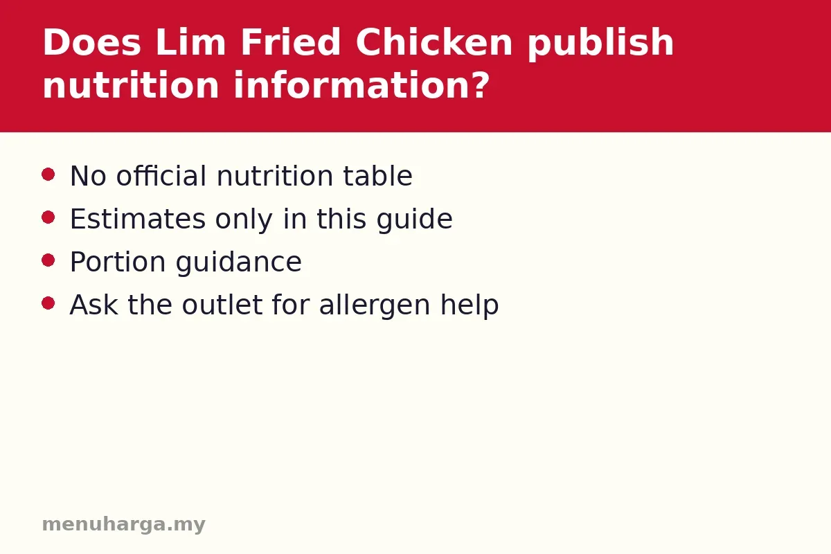 Does Lim Fried Chicken publish nutrition information?