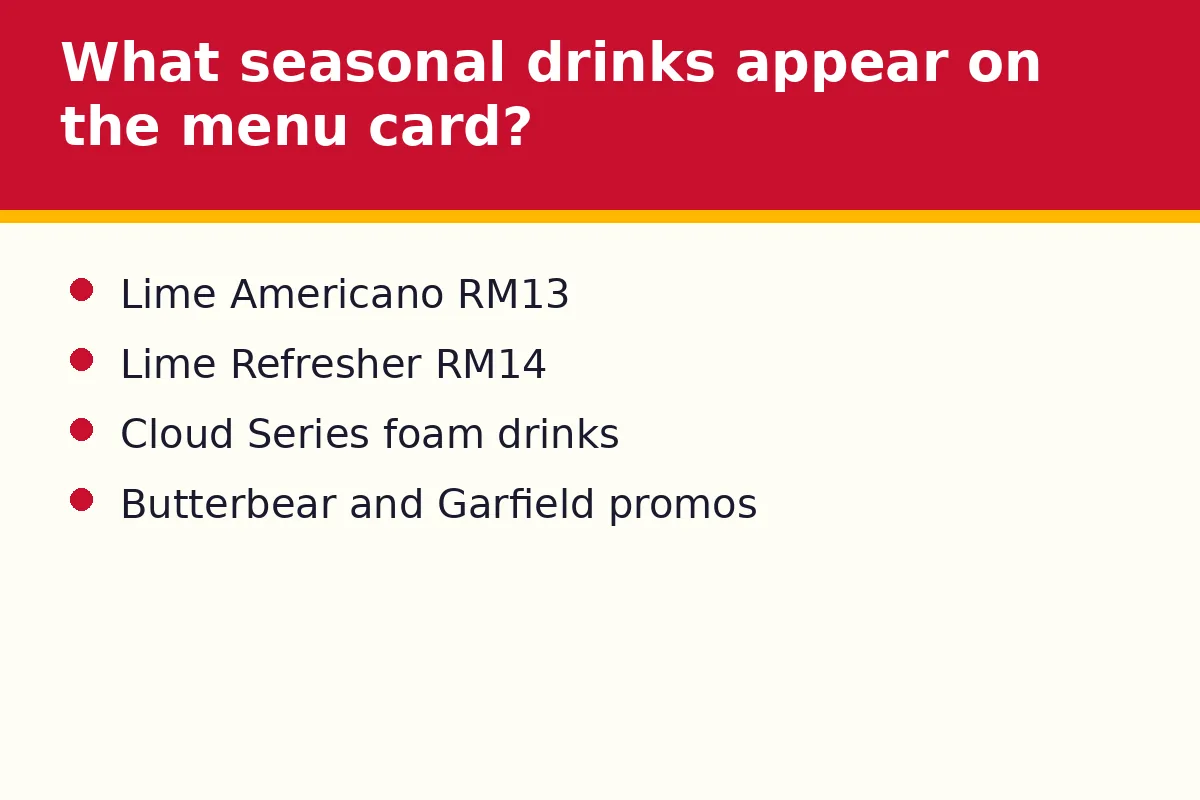 What seasonal drinks appear on the menu card?