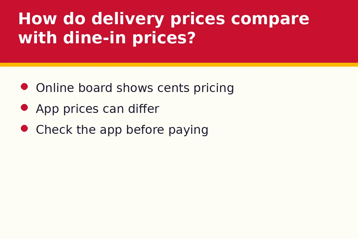 How do delivery prices compare with dine-in prices?