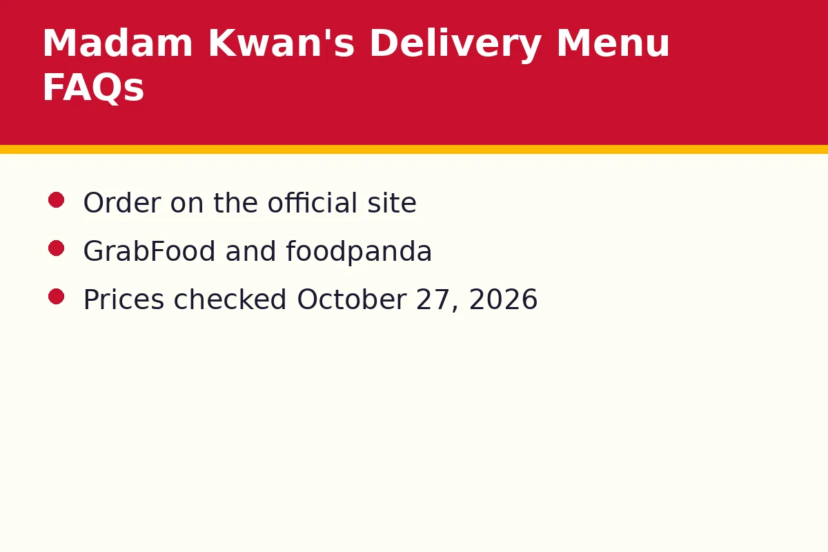 Madam Kwan's delivery menu FAQs
