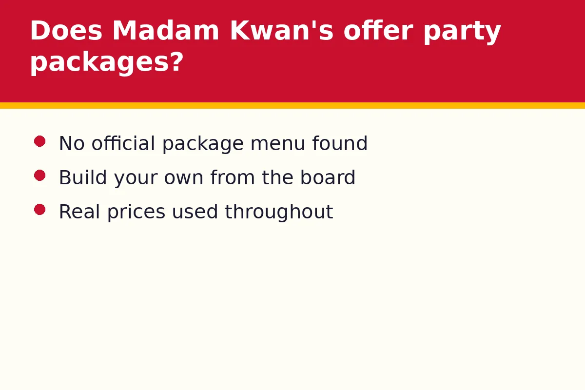 Does Madam Kwan's offer party packages?