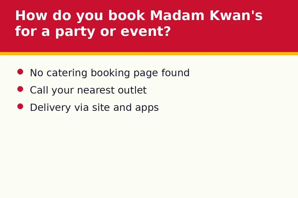 How do you book Madam Kwan's for a party or event?