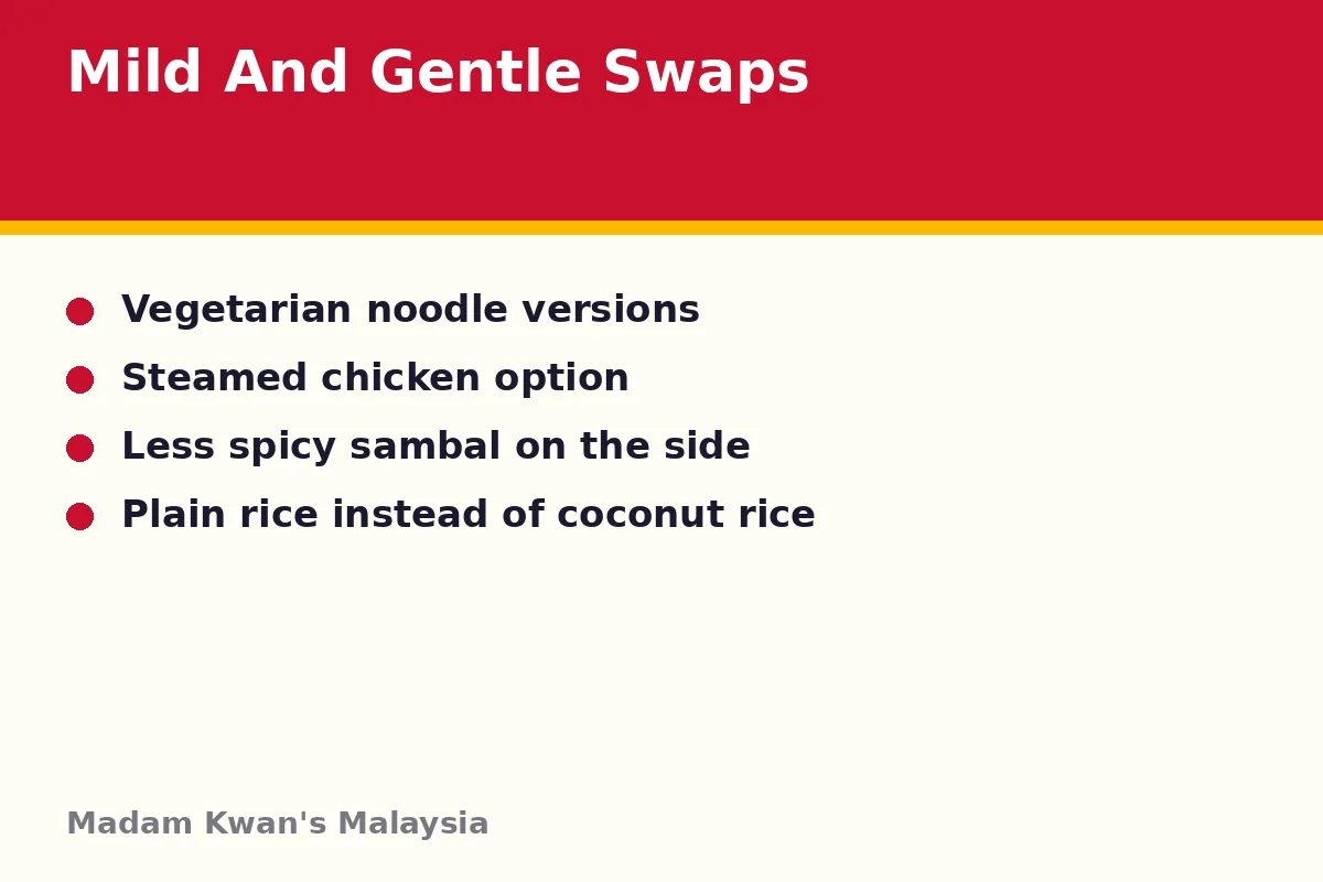 What mild swaps can you ask for at Madam Kwan's?
