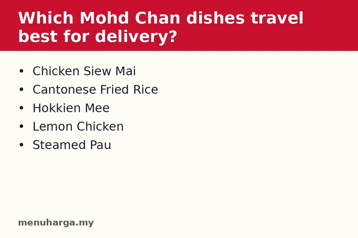 Which Mohd Chan dishes travel best for delivery?