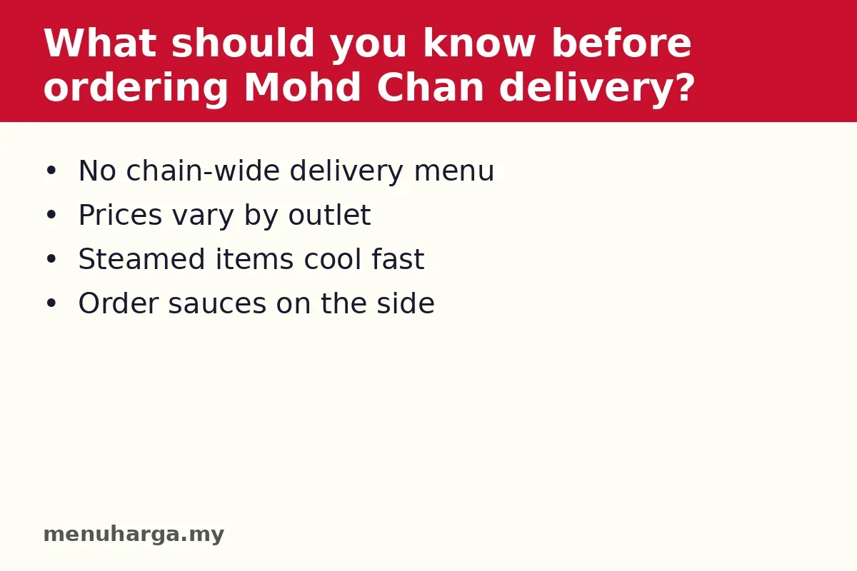 What should you know before ordering Mohd Chan delivery?