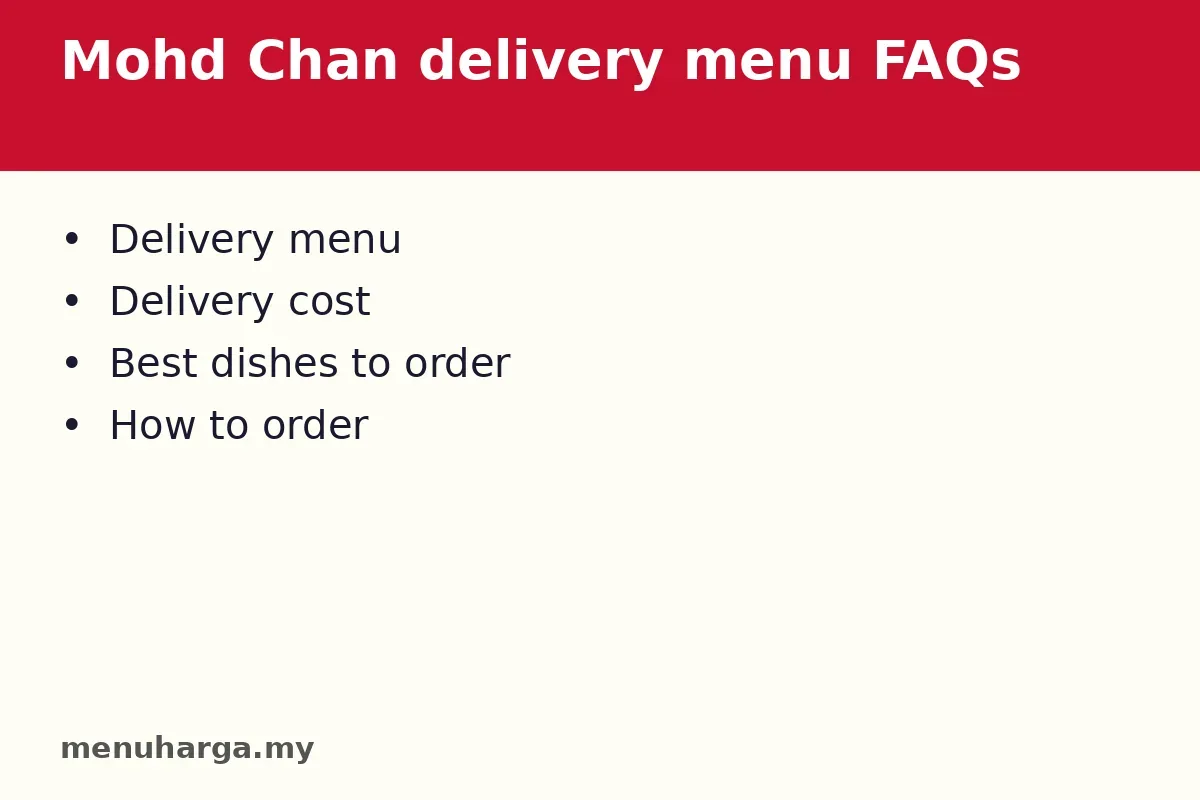 Mohd Chan delivery menu FAQs