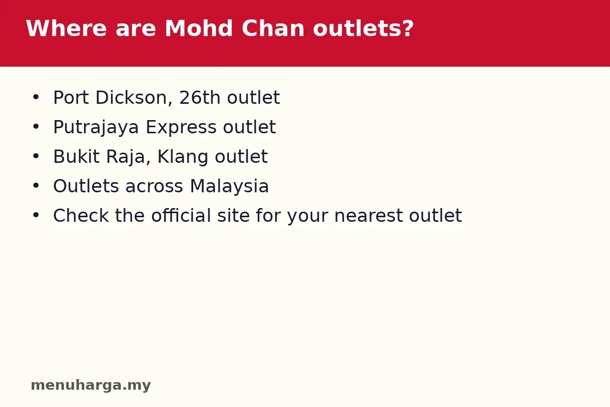 Where are Mohd Chan outlets?