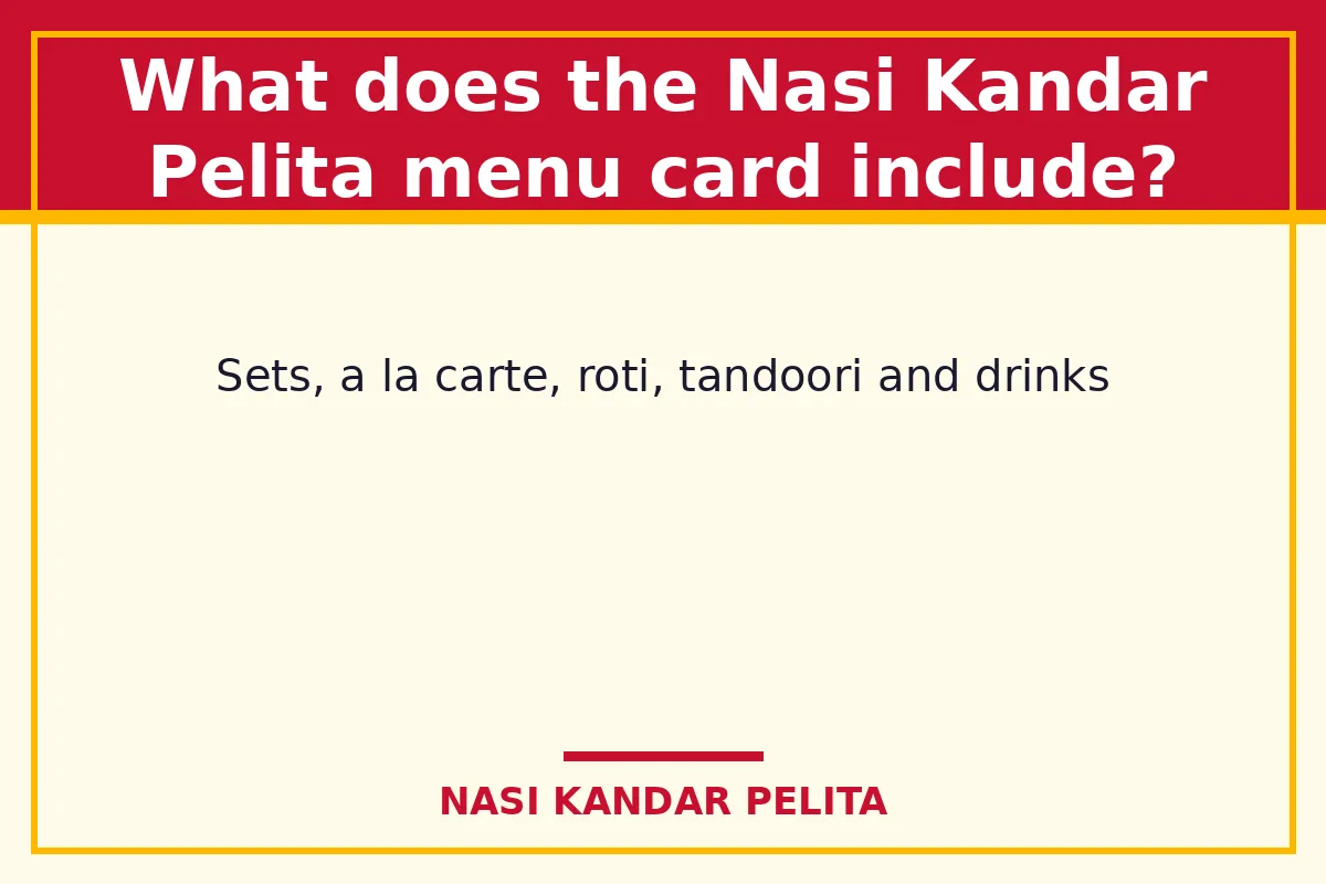 What does the Nasi Kandar Pelita menu card include?