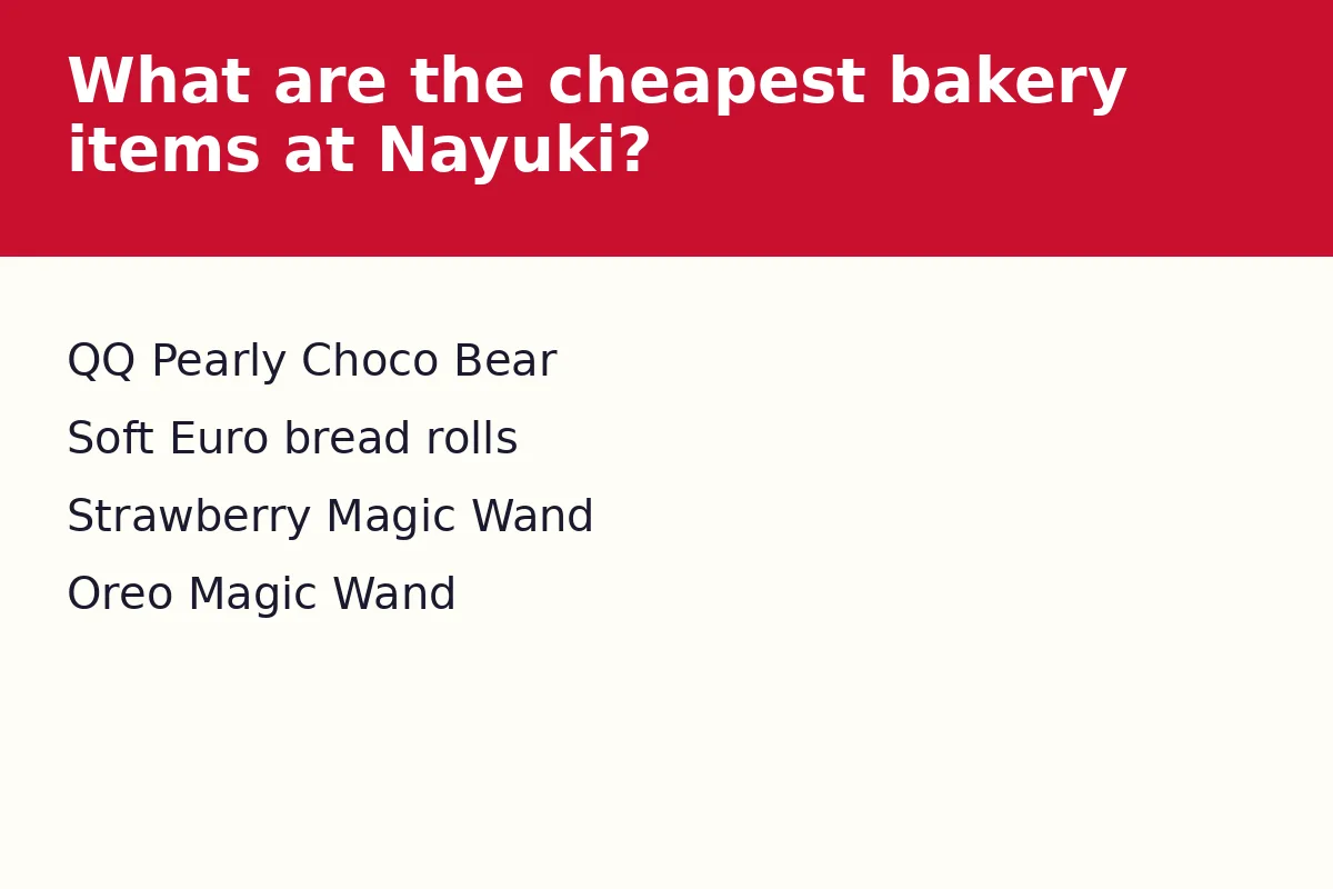 What are the cheapest bakery items at Nayuki?