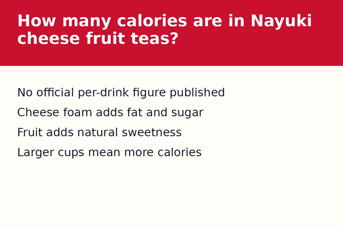 How many calories are in Nayuki cheese fruit teas?