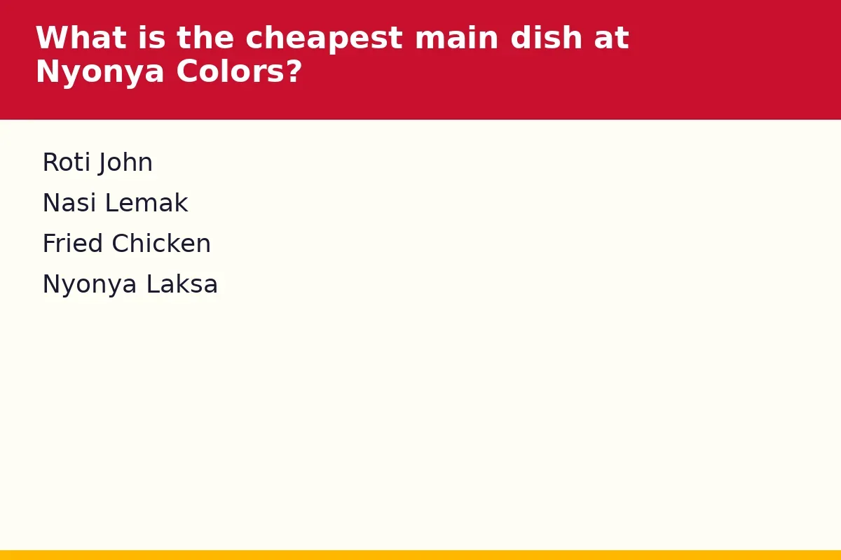 What is the cheapest main dish at Nyonya Colors?
