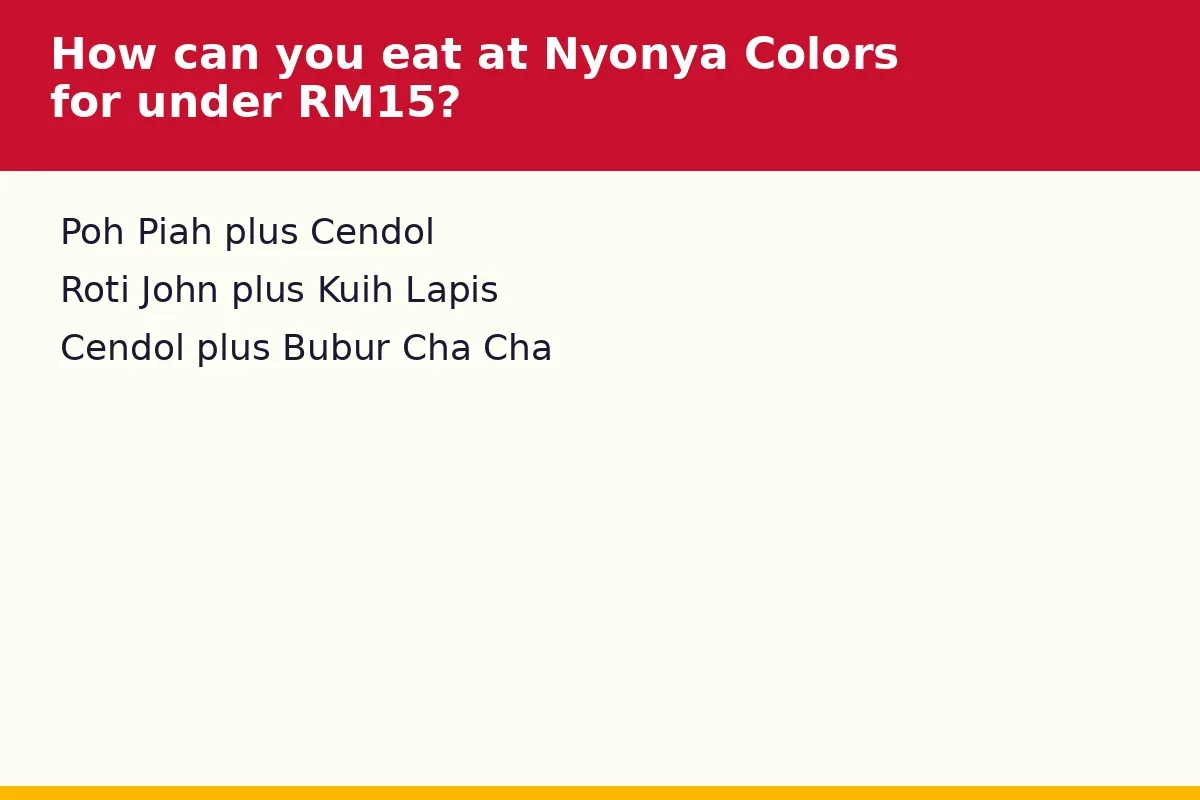 How can you eat at Nyonya Colors for under RM15?