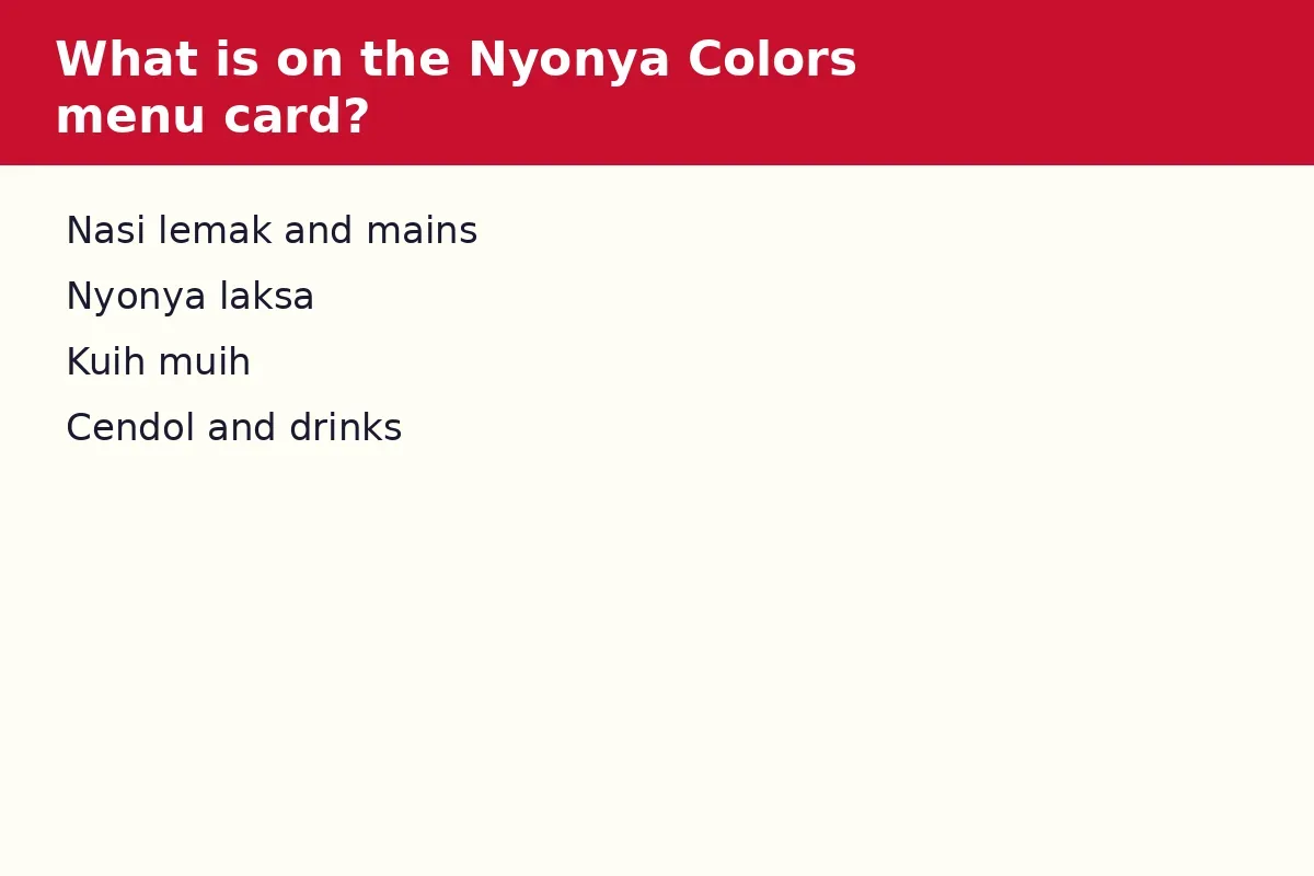 What is on the Nyonya Colors menu card?