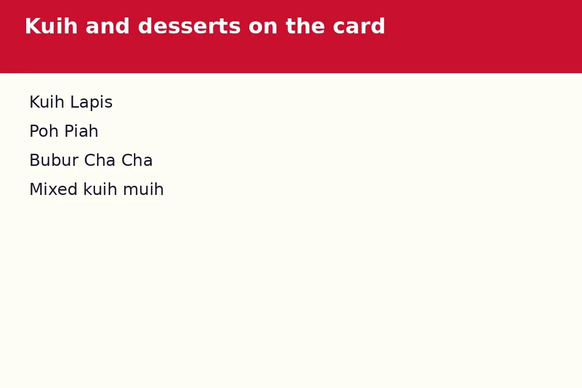 Kuih and desserts on the card