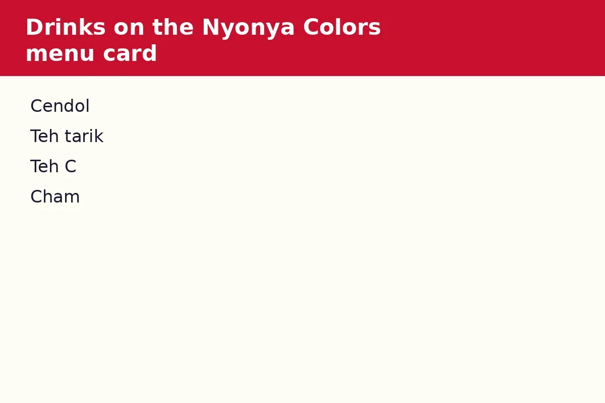 Drinks on the Nyonya Colors menu card