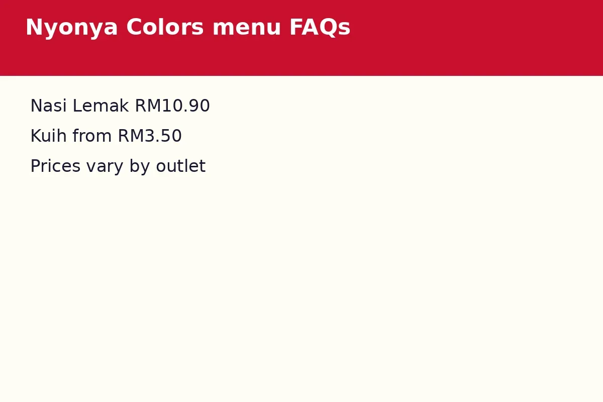 Nyonya Colors menu FAQs
