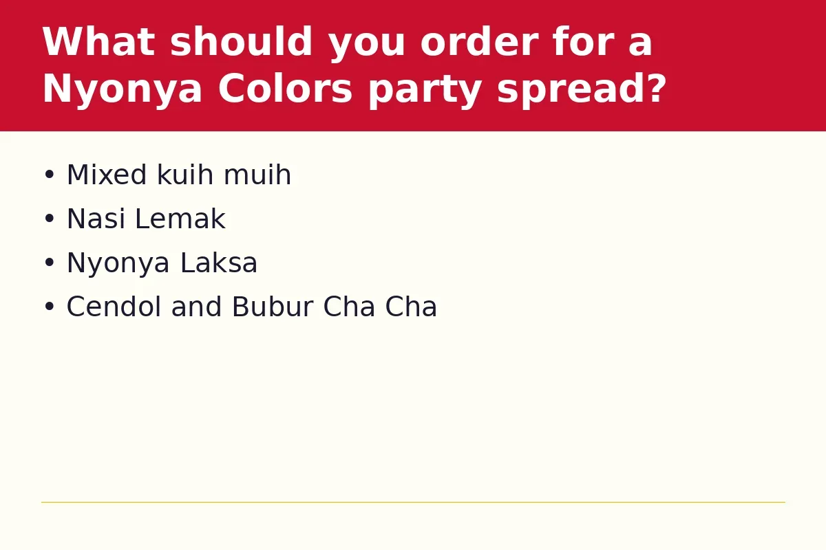 What should you order for a Nyonya Colors party spread?