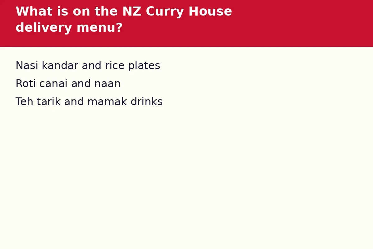 What is on the NZ Curry House delivery menu?