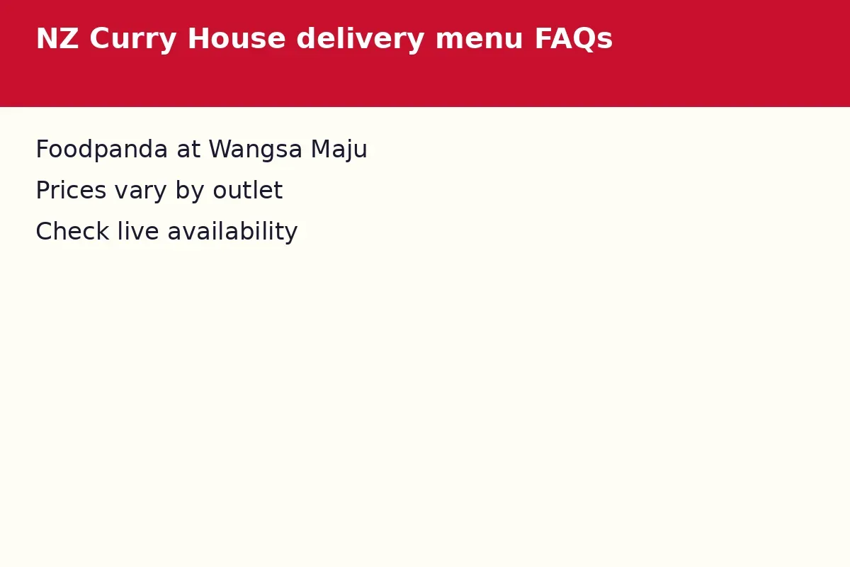 NZ Curry House delivery menu FAQs