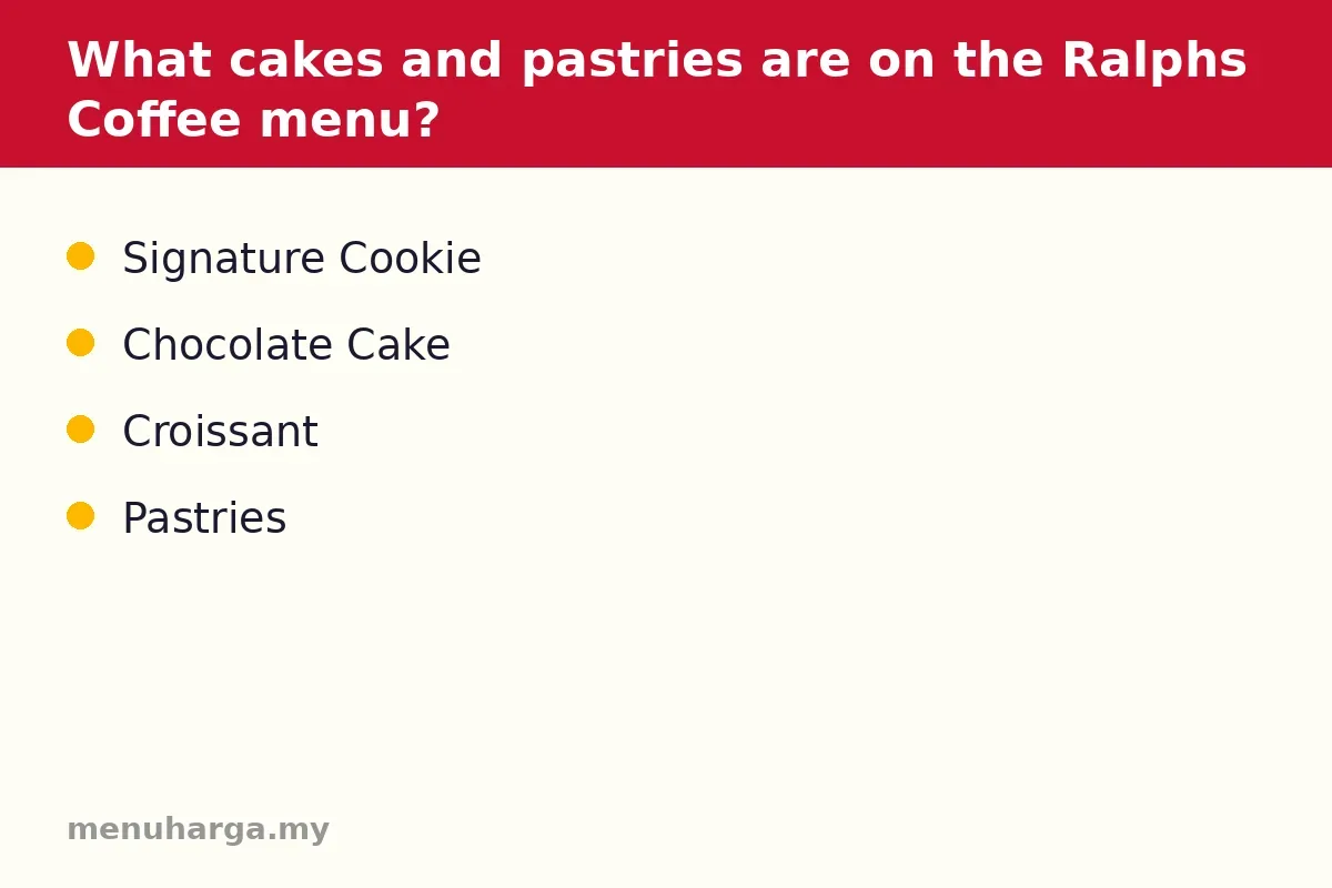 What cakes and pastries are on the Ralph's Coffee menu?