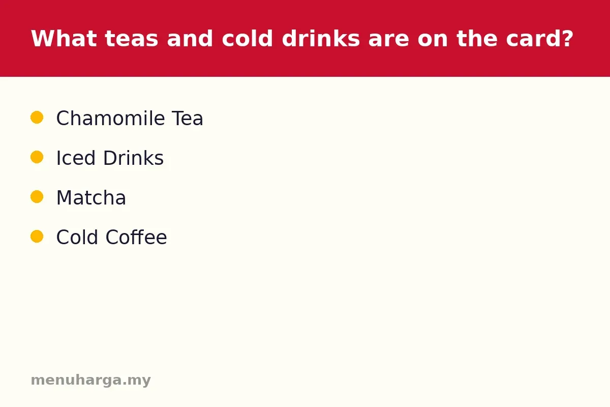 What teas and cold drinks are on the card?