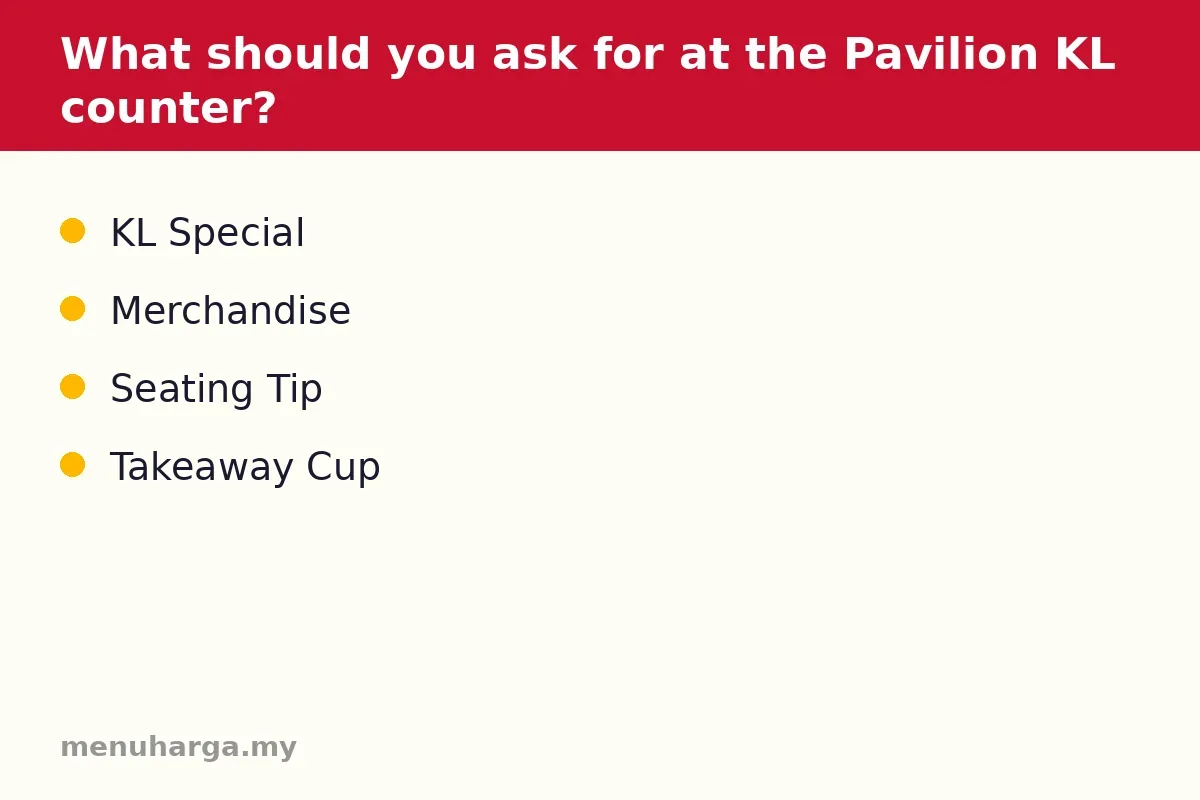 What should you ask for at the Pavilion KL counter?
