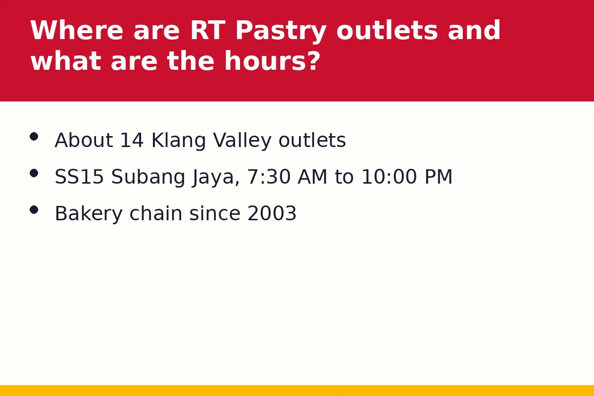 Where are RT Pastry outlets and what are the hours?