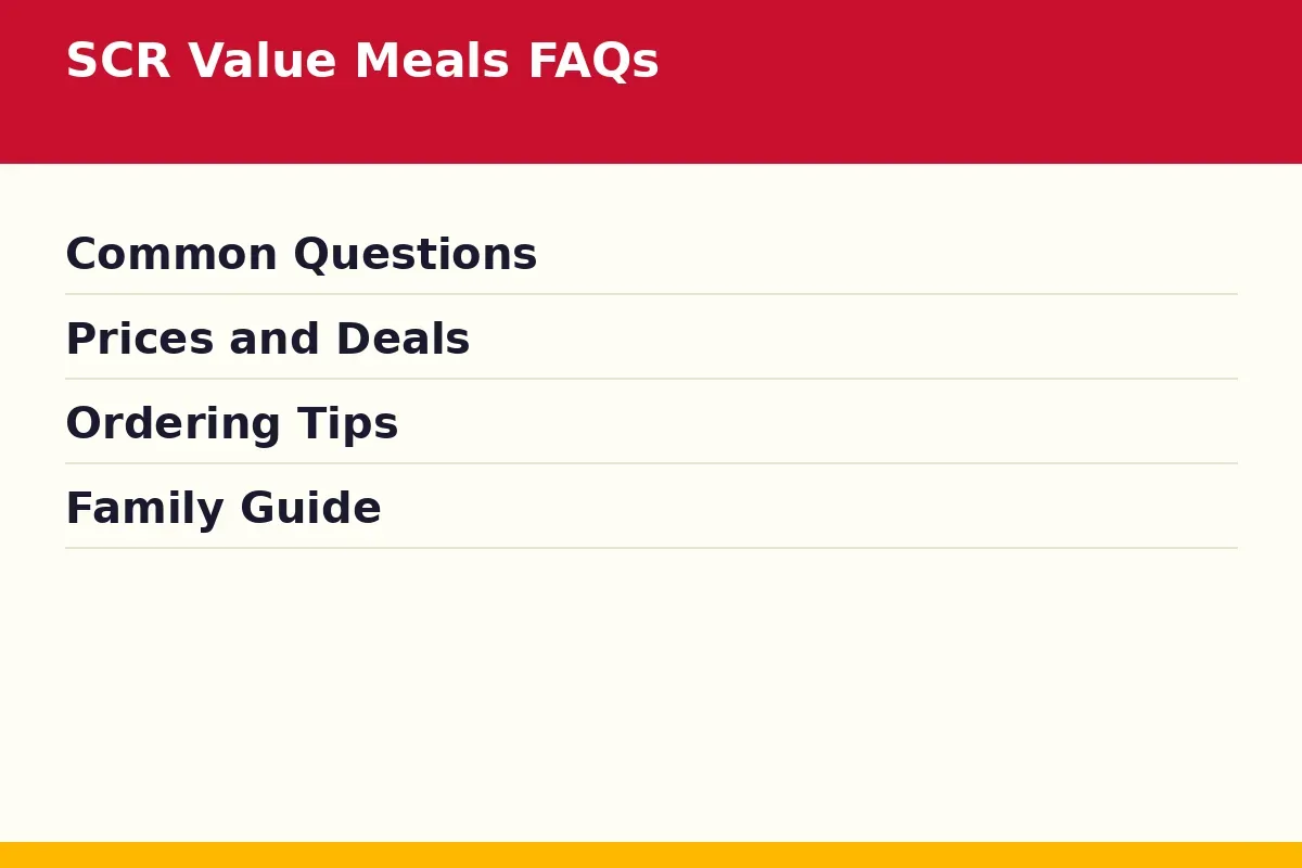 SCR Value Meals FAQs