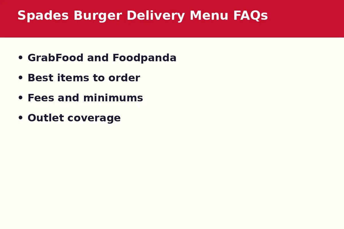 Spades Burger delivery menu FAQs