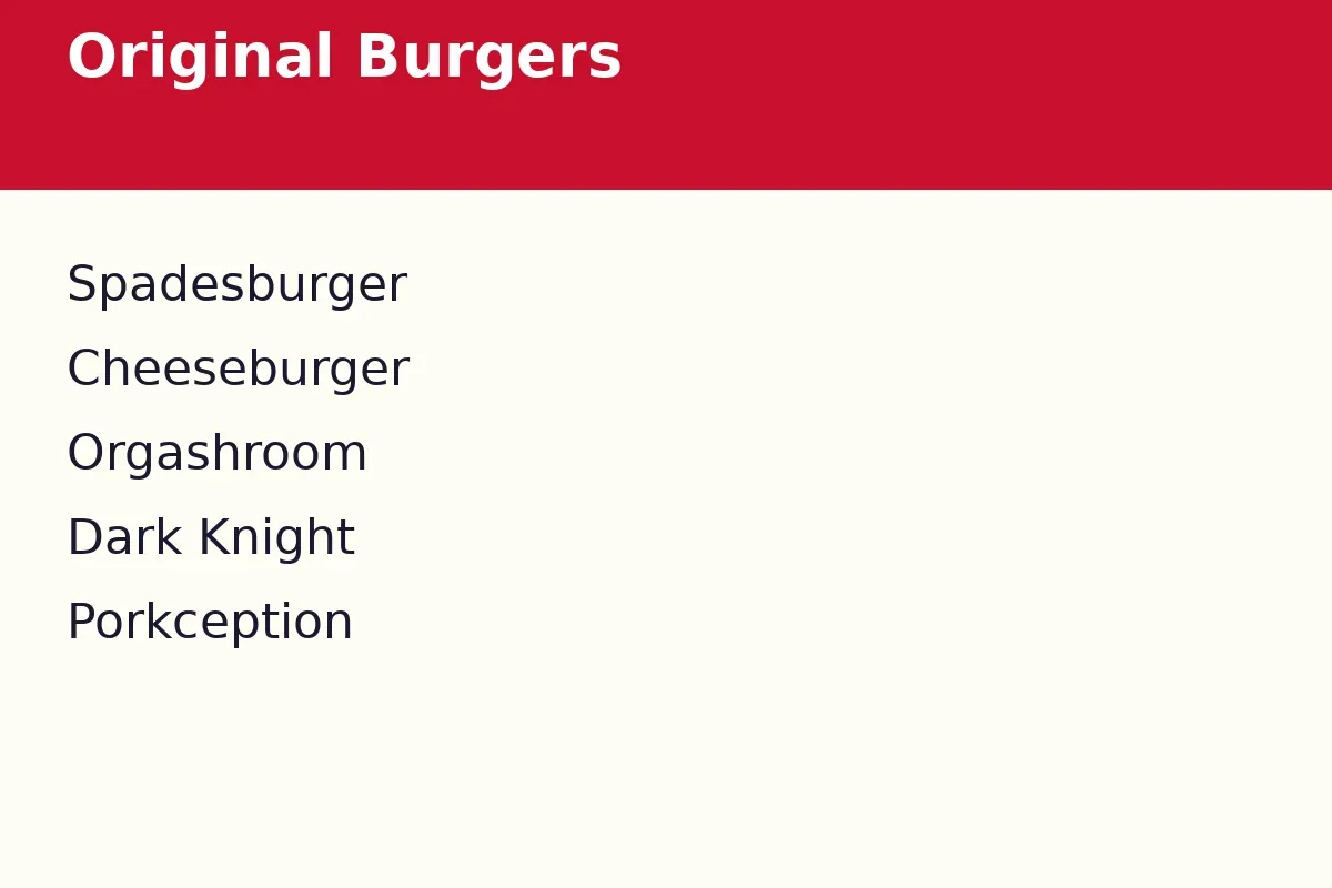What is on the original Spades Burger menu?