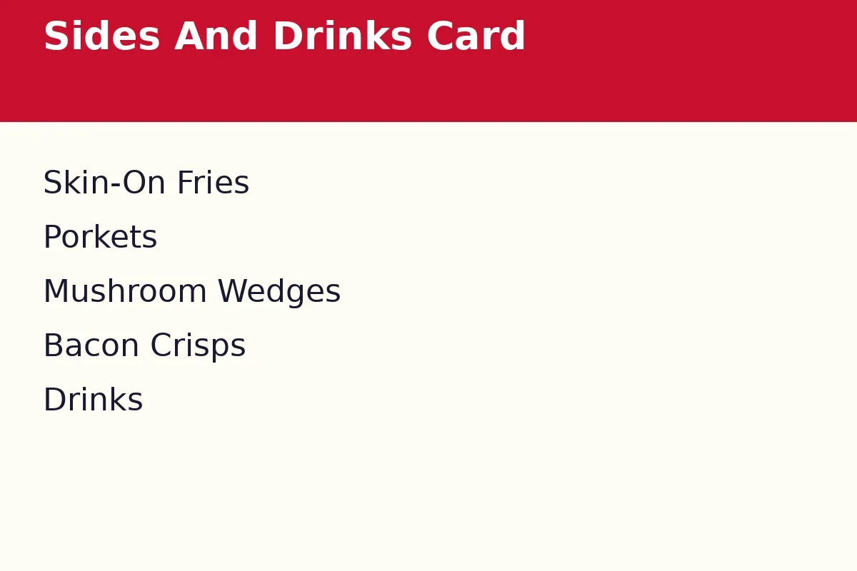 What sides and drinks are on the Spades Burger menu card?