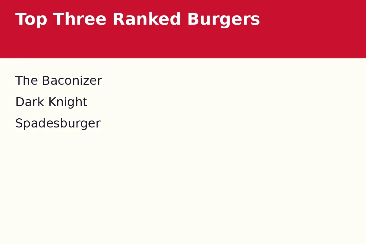 Which burgers rank in the top three at Spades Burger?