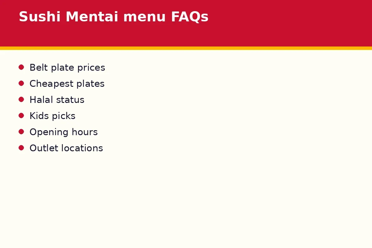 Sushi Mentai menu FAQs