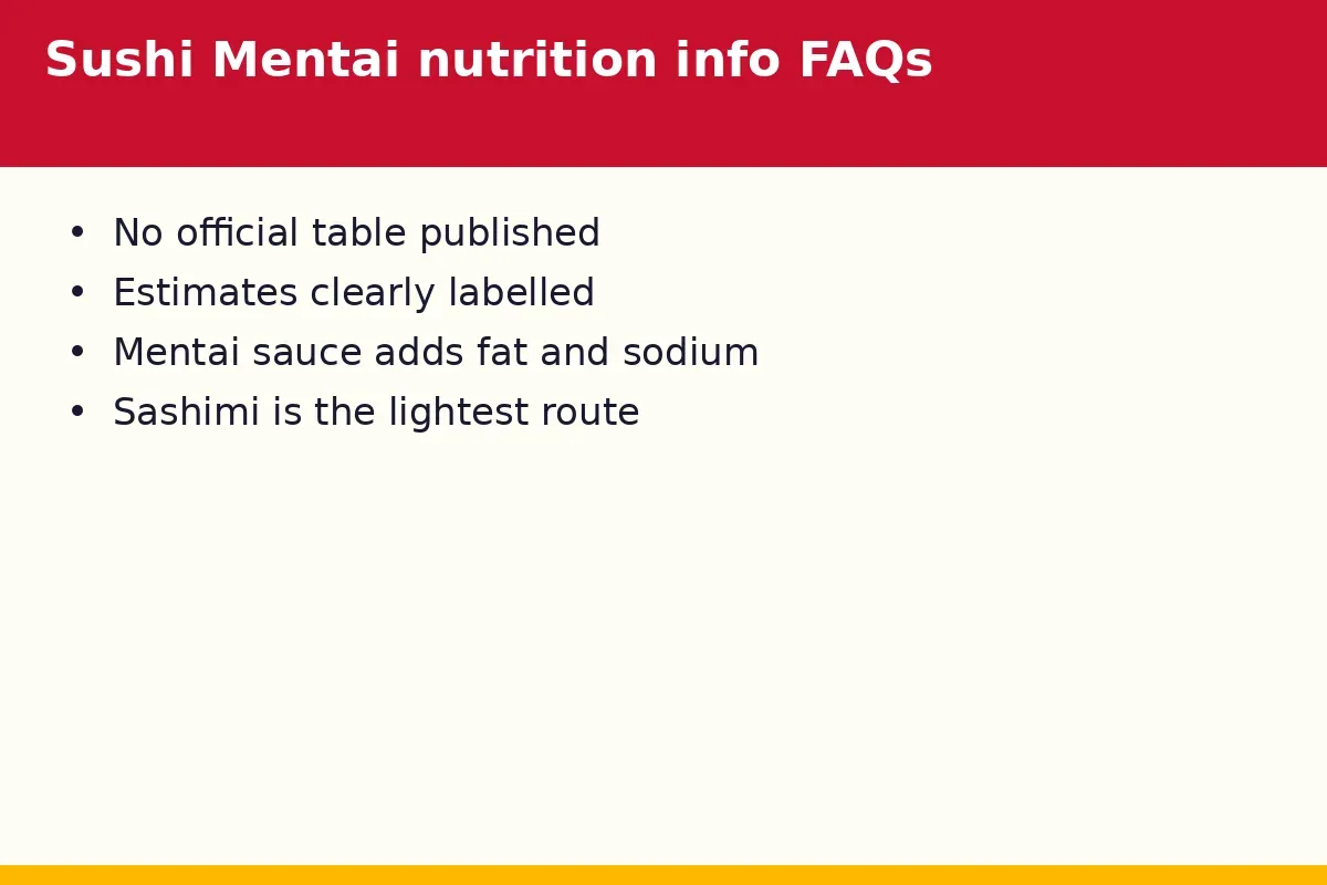 Sushi Mentai nutrition info FAQs