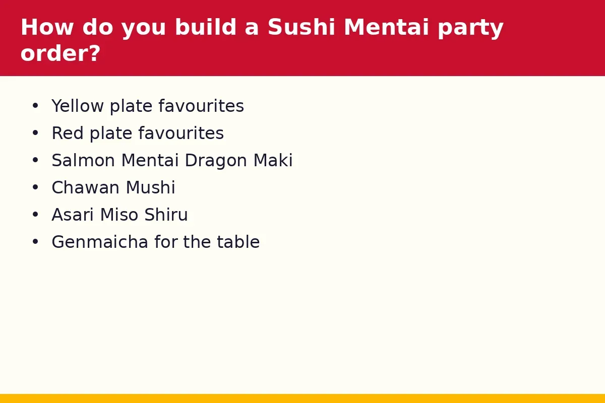 How do you build a Sushi Mentai party order?