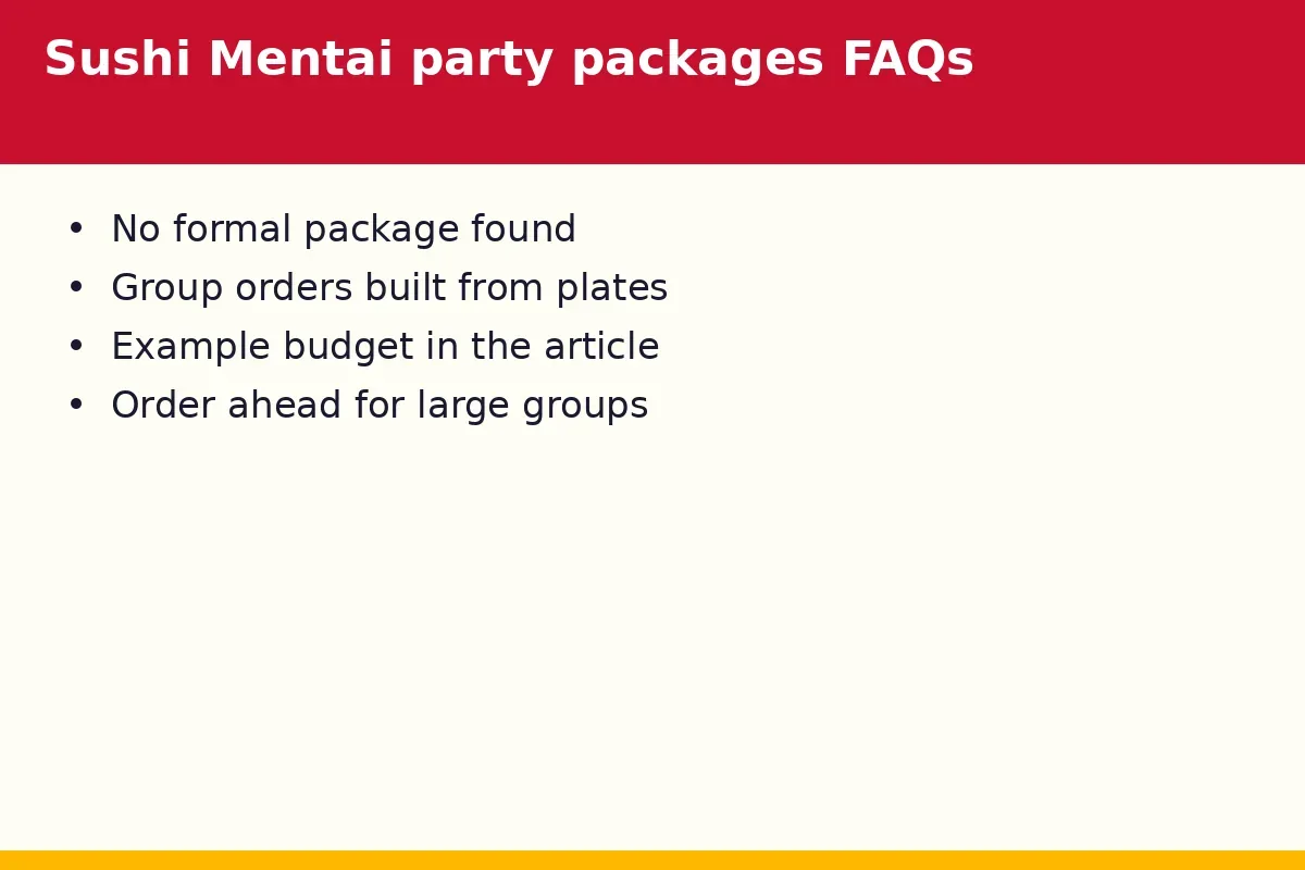 Sushi Mentai party packages FAQs